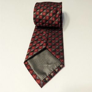 Alexander Julian 100% Polyester Tie, Dark Red and Black